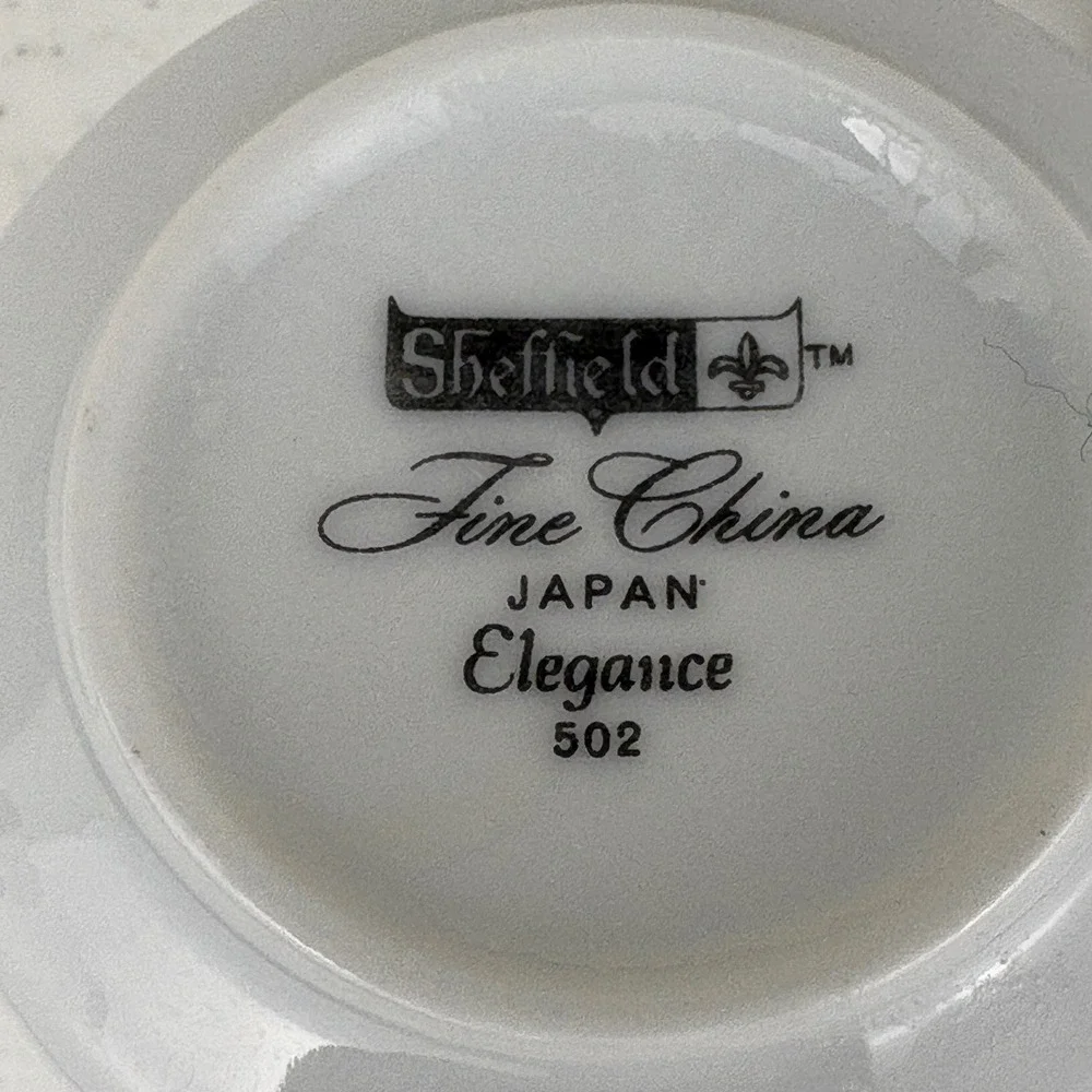 Sheffield Fine China‎ Elegance 502 Teacup and Saucer Set of 2 Japan Green Floral